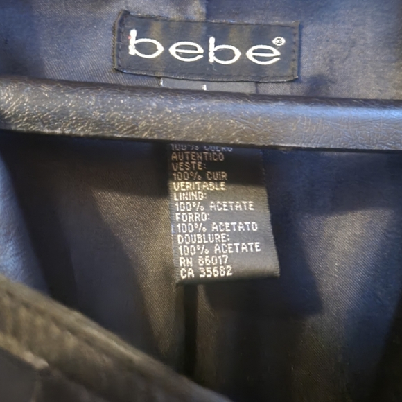 bebe Black Leather Jacket with Buckle Detail - Picture 2 of 3